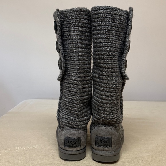 UGG Women's Charcoal Cardy Knit Button Boots - Picture 3 of 6